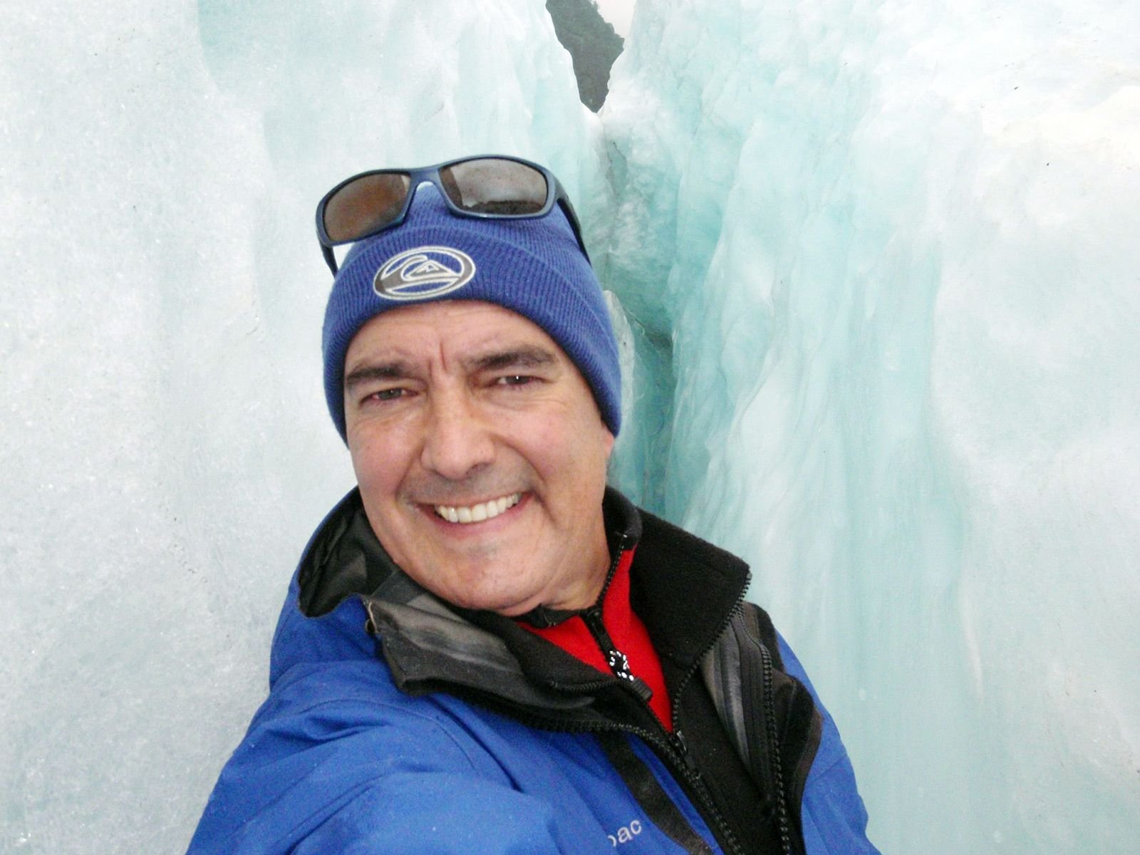 Carlos Olmo en el hielo en Nueva Zelanda
